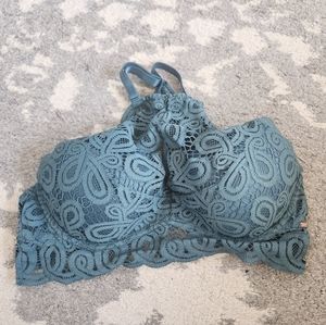 PINK lace racerback high neck push-up bra